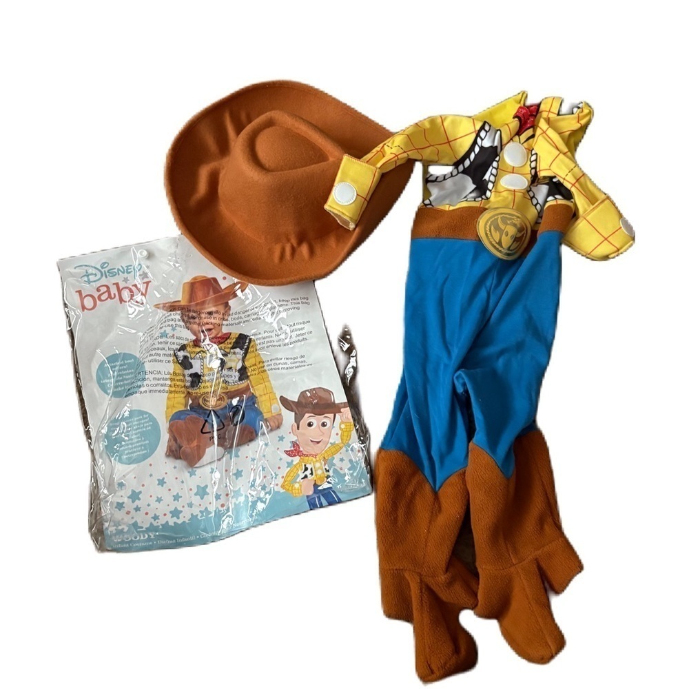 Disney Woody Costume 12-18 Mos W/ Hat Toy Story Blue Brown Sheriff